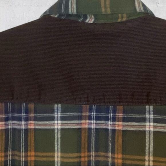 Field & Stream Men’s M Sherpa Lined Green Plaid Corduroy Flannel Shirt Jacket - Picture 6 of 12
